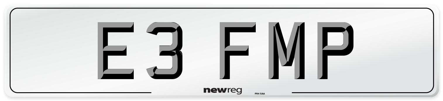 E3 FMP Number Plate from New Reg